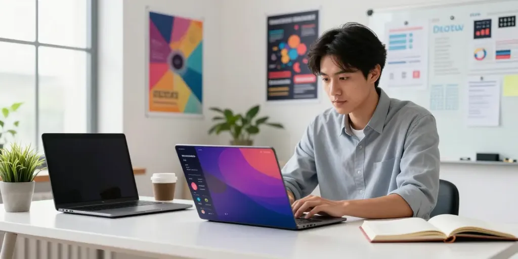 Professional using instant indexing tools in a modern marketing workspace.