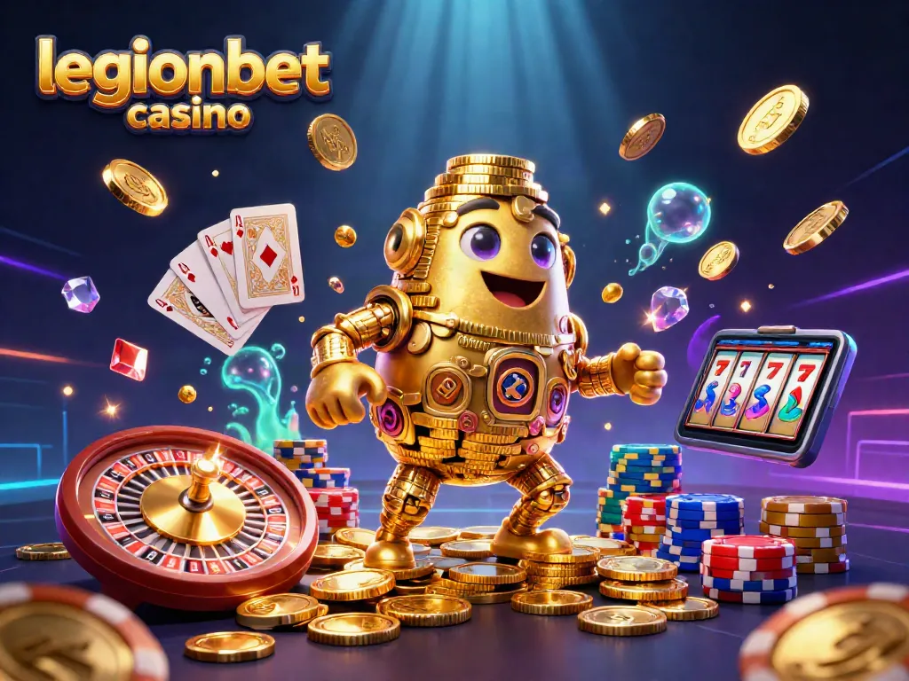 Experience the excitement of legionbet casino with an ancient golden golem surrounded by captivating game elements.