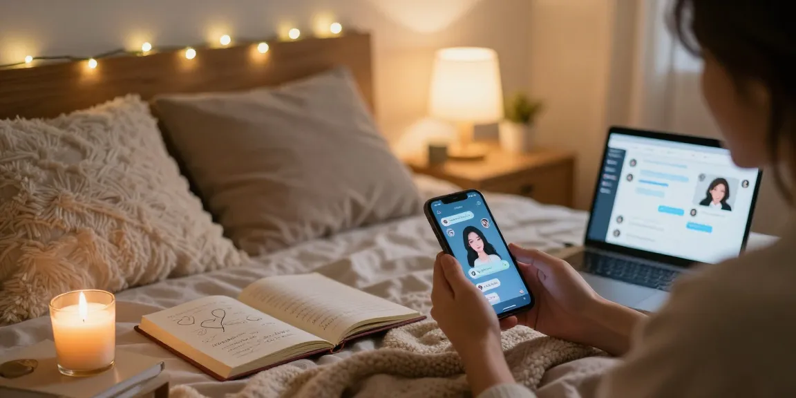 Engaging in AI sexting on a smartphone in a cozy bedroom setting, emphasizing intimate connections and playful desires.