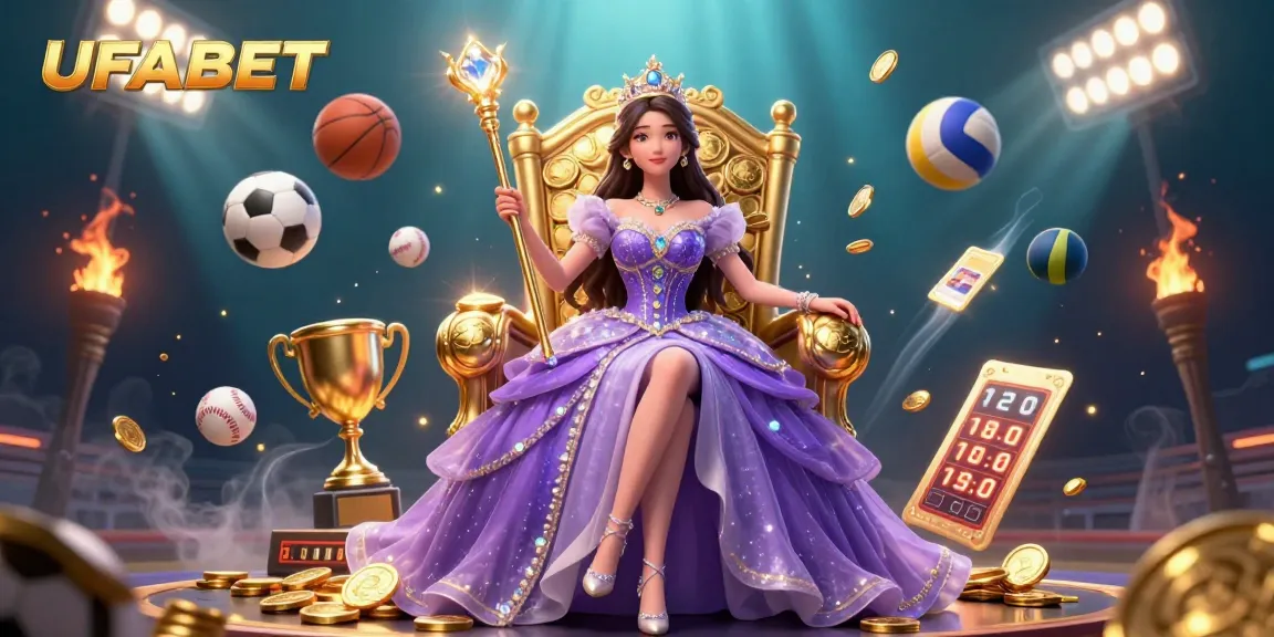 Experience thrilling action with UFABET in a vibrant 3D gambling scene featuring dynamic sports elements.