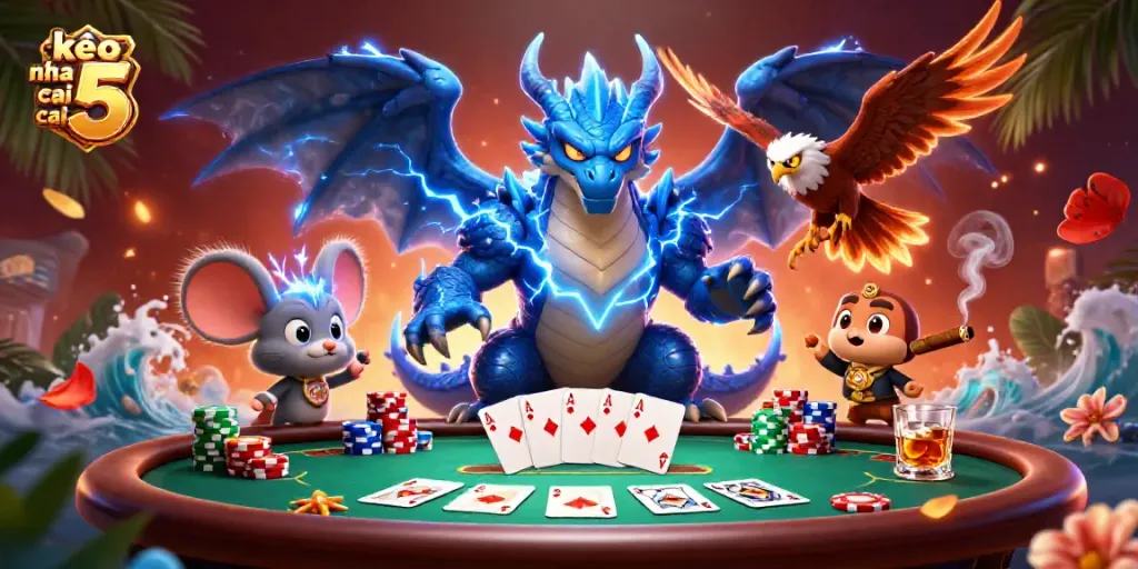Engage with keo nha cai 5 with the ultimate dragon and hawk casino showdown illustration.